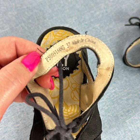 Fly London Black Yexa Lace-up Gladiator Platform Wedge Sandals Size 6-6.5 - Picture 7 of 9